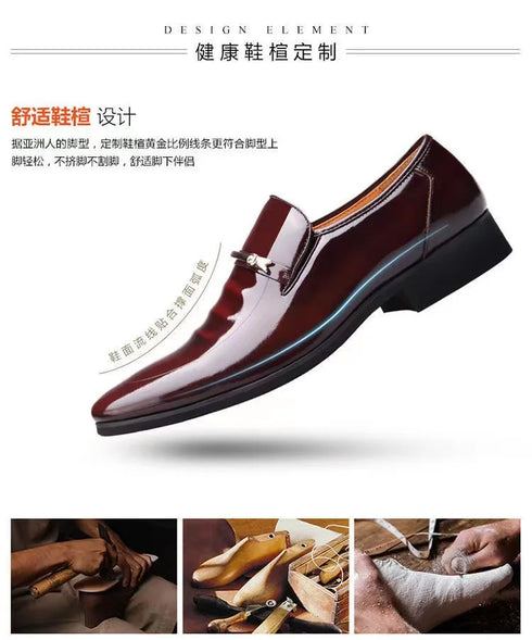Elegant Breathable Oxford Leather Shoes for Men - Perfect Formal Flats for Office, Weddings, and Daily Wear - Comfortable Slip-On Design with Pointed Toe and Rubber Outsole